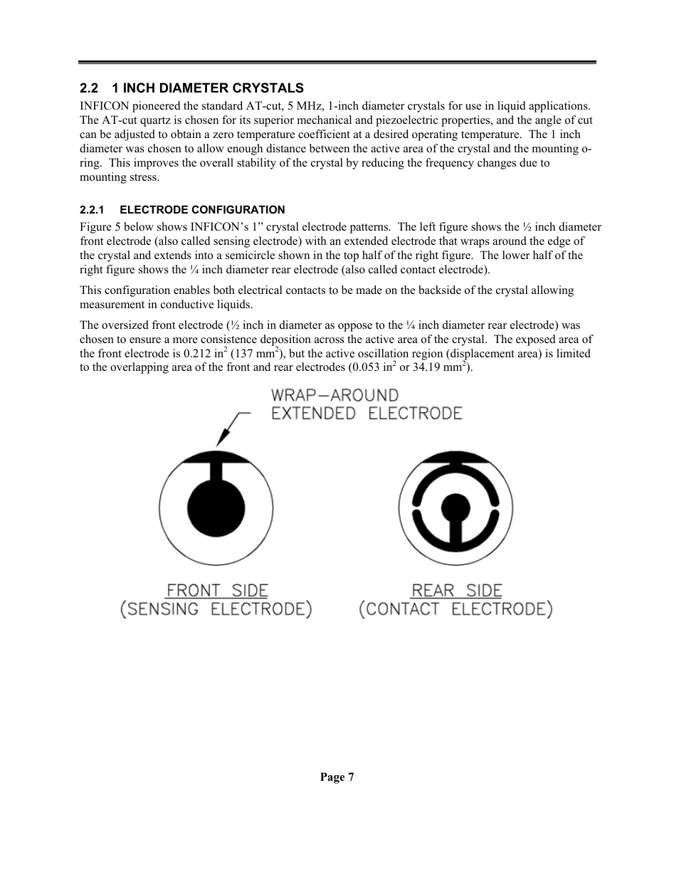 1 inch diameter crystals, Electrode configuration, 1 inch diameter crystals 2.2.1 electrode | Configuration, Tal. see section 2.2.1, Chc-15 crystal holder & gc-15 glass cell | INFICON CHC-15 Crystal Holders GC-15 Glass Cell User Manual | Page 15 / 17