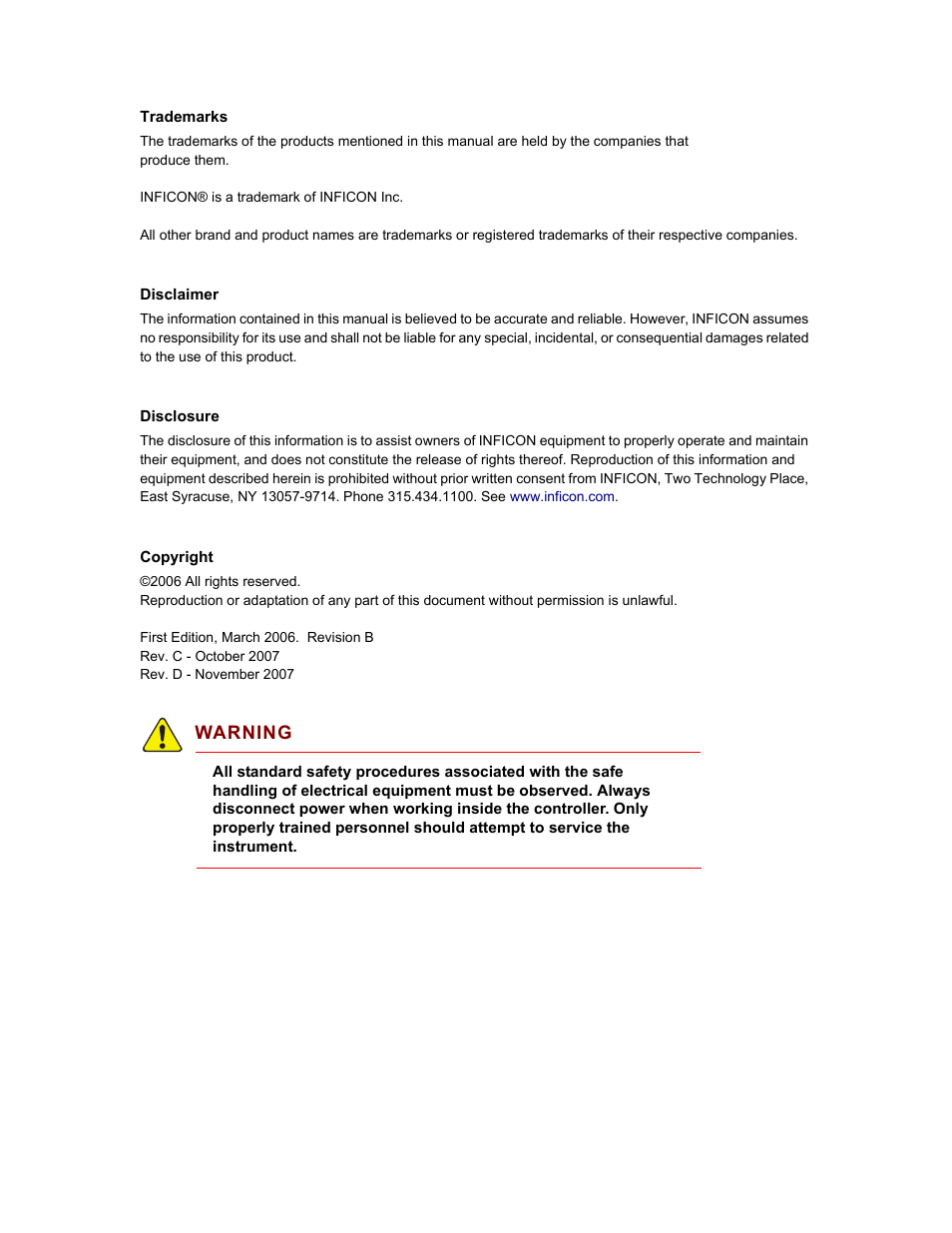 Trademarks, Disclaimer, Disclosure | Copyright | INFICON CHC-15 Crystal Holders GC-15 Glass Cell User Manual | Page 4 / 17