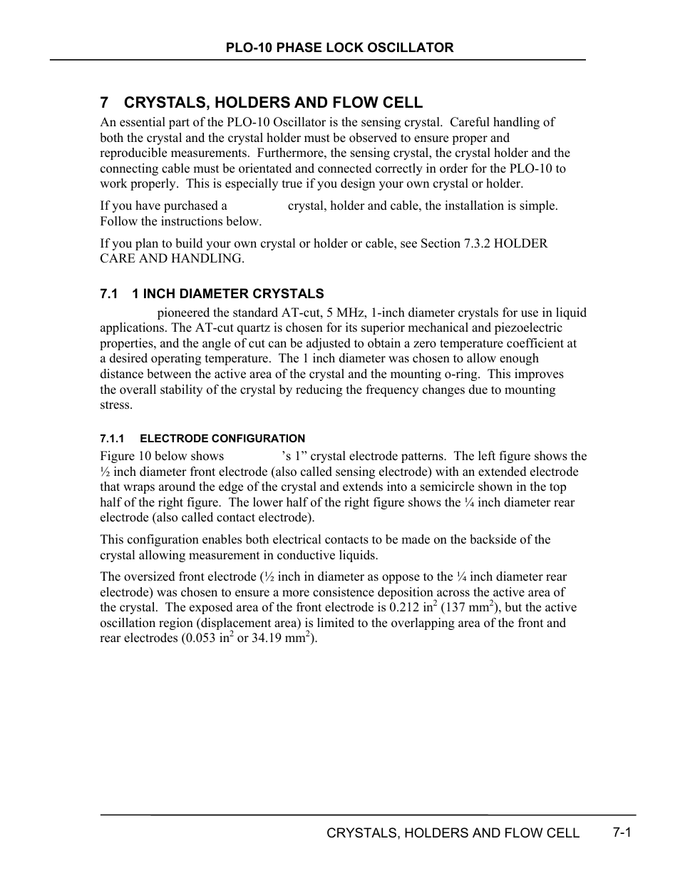 Crystals, holders and flow cell, 1 inch diameter crystals, Electrode configuration | Crystals, holders and flow cell -1, Inch, Diameter, Crystals -1, Electrode configuration -1, 7 crystals, holders and flow cell | INFICON PLO-10i Phase Lock Oscillator User Manual | Page 35 / 74