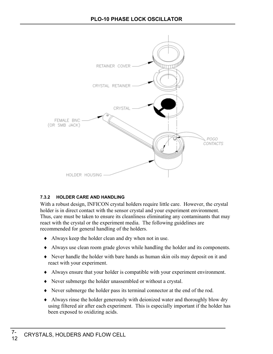 Holder care and handling, Holder care and handling -12 | INFICON PLO-10i Phase Lock Oscillator User Manual | Page 46 / 74