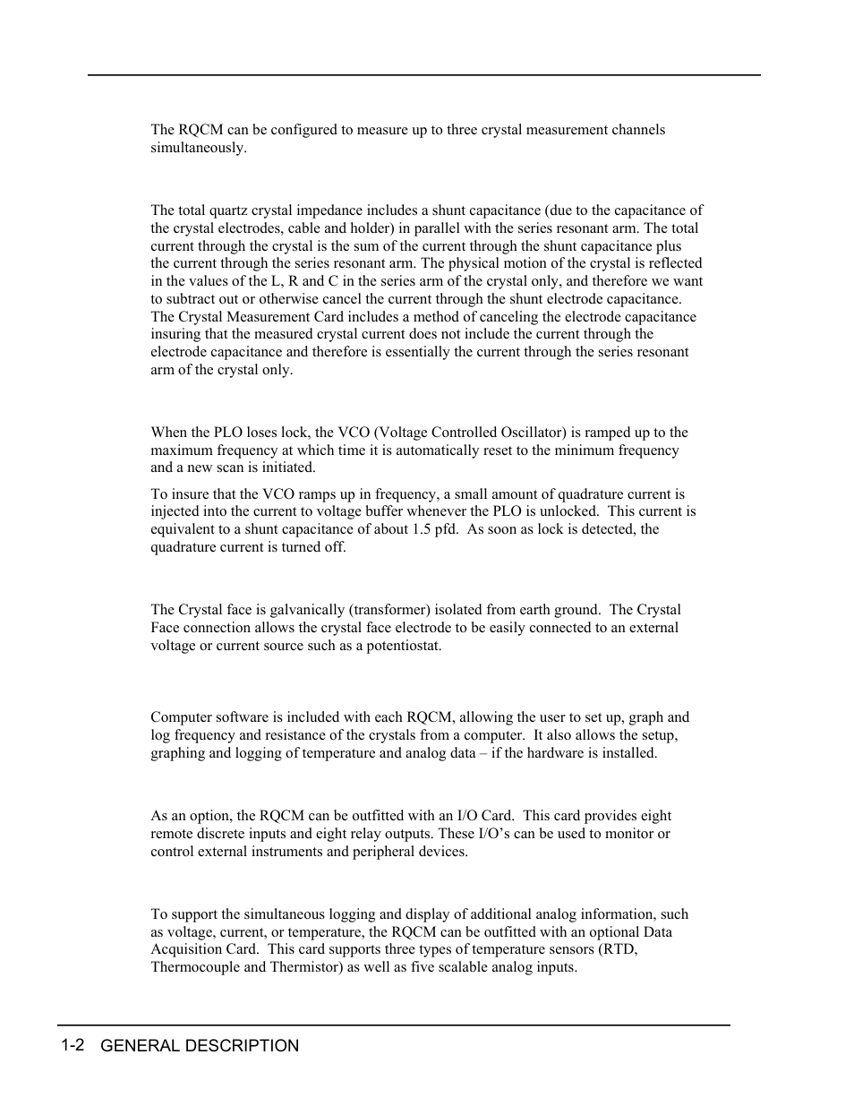 Multiple crystal measurement channels, Electrode capacitance cancellation, Autolock | Crystal face isolation, Fully intergated computer software, Inputs and outputs capability, Data acquisition, Multiple crystal measurement channels -2, Electrode capacitance cancellation -2, Autolock” -2 | INFICON RQCM - Quartz Crystal Microbalance Research System User Manual | Page 16 / 102