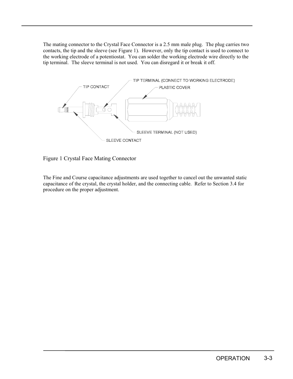 Crystal face mating connector, Fine and course capacitance adjustments, Crystal face mating connector -3 | Fine and course capacitance adjustments -3, Igure, Rystal, Ating, Onnector | INFICON RQCM - Quartz Crystal Microbalance Research System User Manual | Page 27 / 102