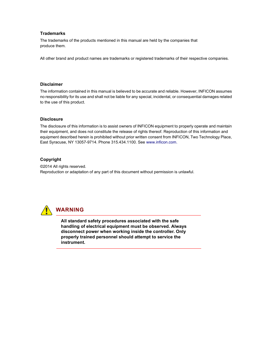 Trademarks, Disclaimer, Disclosure | Copyright | INFICON RQCM - Quartz Crystal Microbalance Research System User Manual | Page 4 / 102