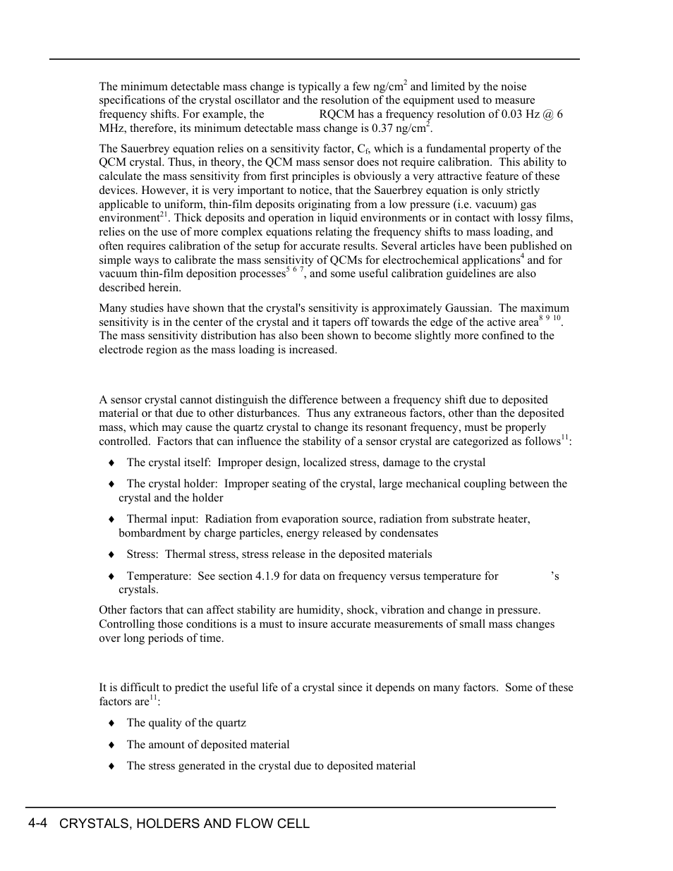 Stability, Crystal life expectancy, Stability -4 | Crystal life expectancy -4 | INFICON RQCM - Quartz Crystal Microbalance Research System User Manual | Page 42 / 102