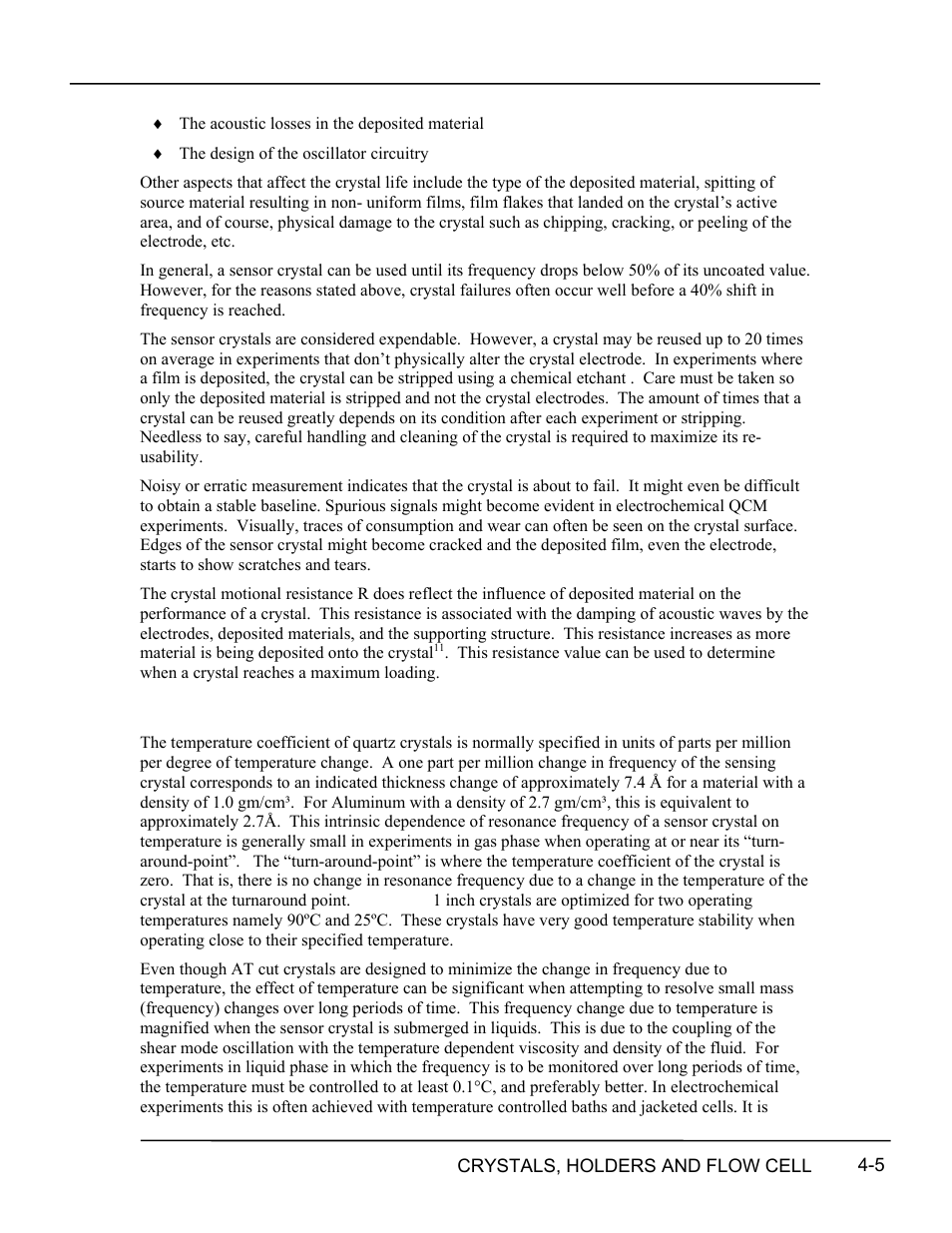 Temperature coefficient, Temperature coefficient -5, Erature: see section 4.1.9 for data | INFICON RQCM - Quartz Crystal Microbalance Research System User Manual | Page 43 / 102