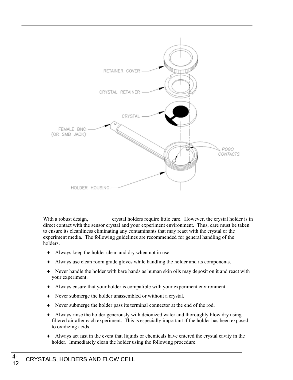 Holder care and handling, Holder care and handling -12 | INFICON RQCM - Quartz Crystal Microbalance Research System User Manual | Page 50 / 102