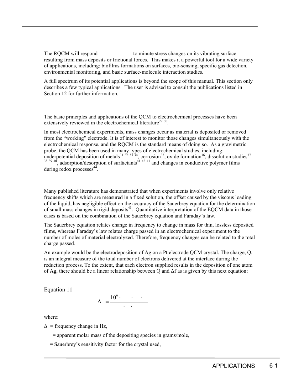 Applications, Electrochemical quartz crystal microbalance, Calibration | Applications -1, Electrochemical, Quartz, Crystal, Microbalance -1, Calibration -1, 6 applications | INFICON RQCM - Quartz Crystal Microbalance Research System User Manual | Page 73 / 102