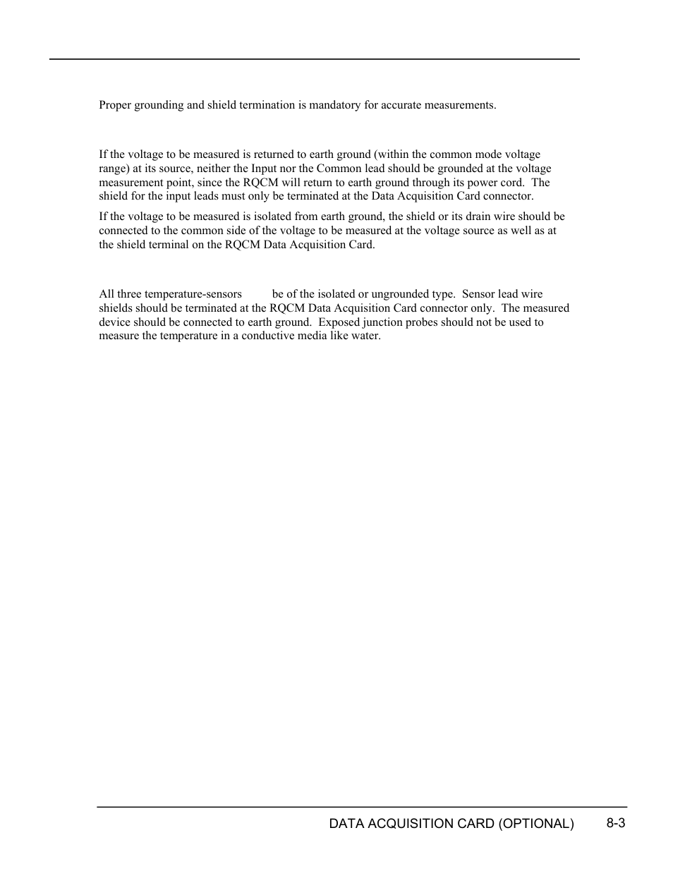 Grounding consideration, Voltage measurement grounding, Temperature measurement grounding | Grounding, Consideration -3, Voltage measurement grounding -3, Temperature measurement grounding -3 | INFICON RQCM - Quartz Crystal Microbalance Research System User Manual | Page 89 / 102