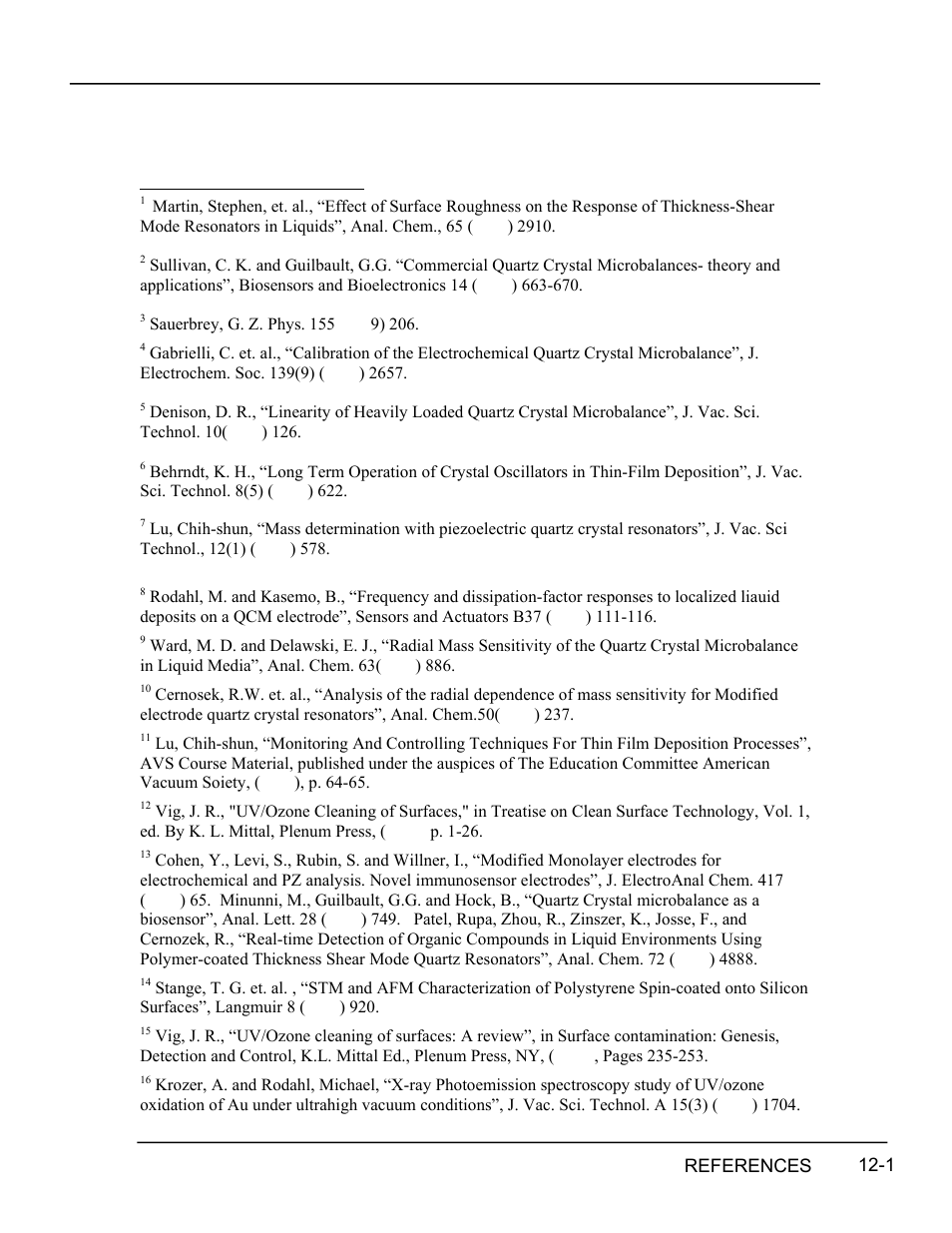 References, References -1, Section 12 for further infor | 12 references | INFICON RQCM - Quartz Crystal Microbalance Research System User Manual | Page 99 / 102