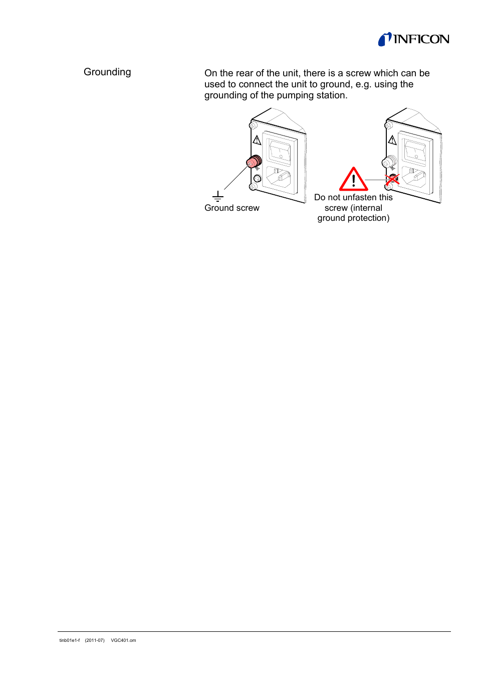 INFICON VGC401 Single-Channel Controller User Manual | Page 21 / 94