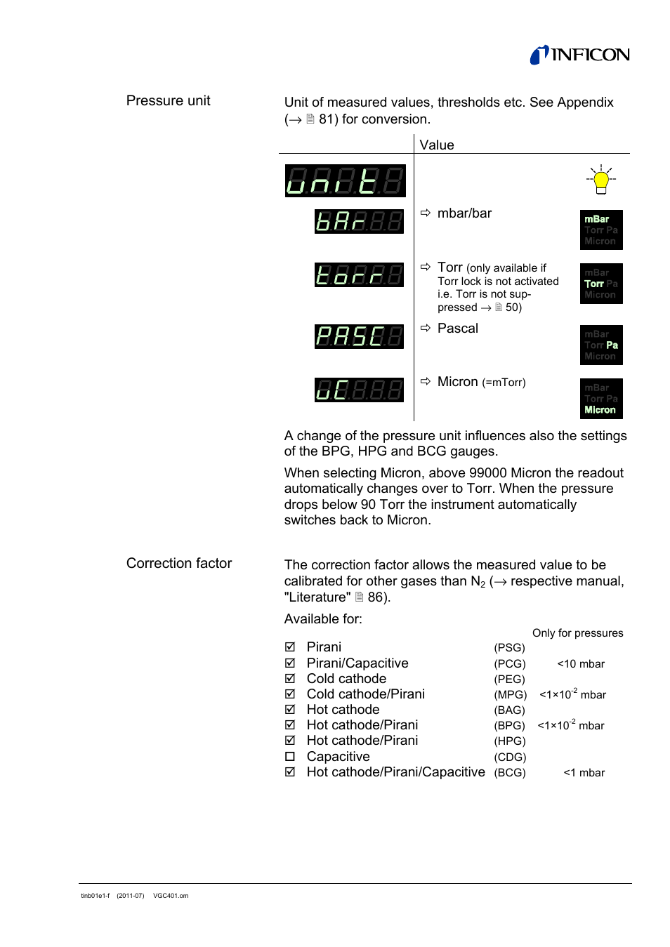 INFICON VGC401 Single-Channel Controller User Manual | Page 41 / 94