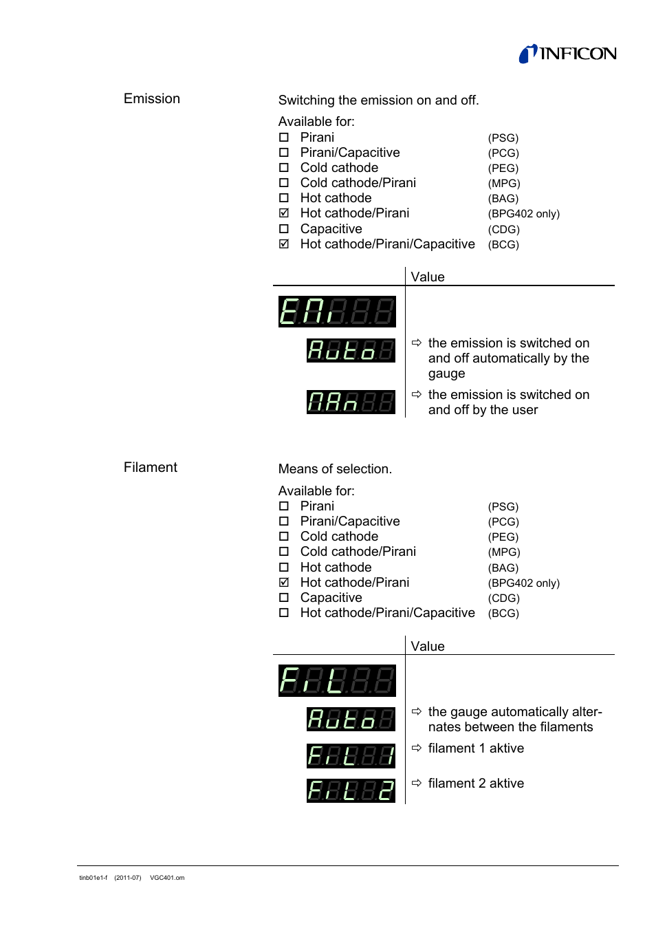 INFICON VGC401 Single-Channel Controller User Manual | Page 45 / 94