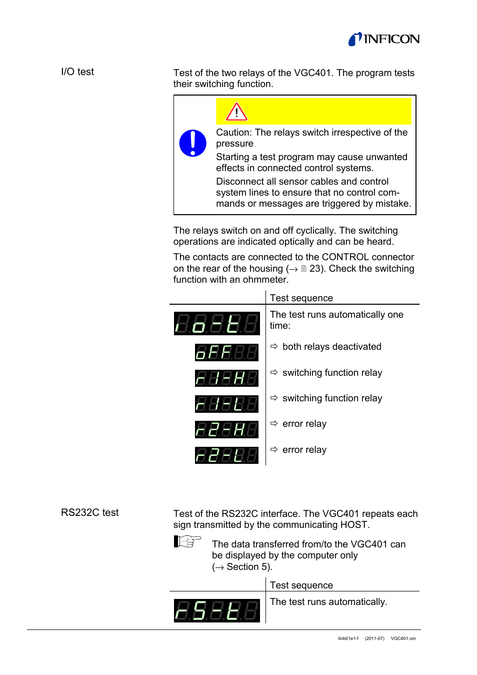 INFICON VGC401 Single-Channel Controller User Manual | Page 54 / 94