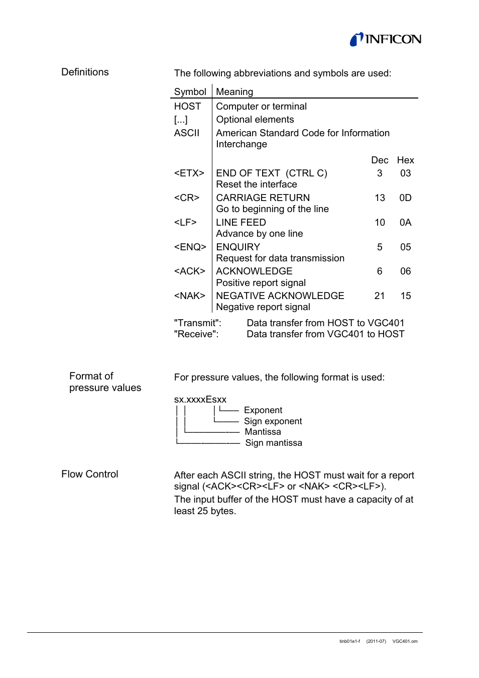 INFICON VGC401 Single-Channel Controller User Manual | Page 56 / 94