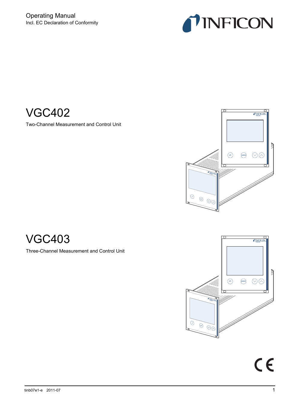 INFICON VGC403 Three-Channel Measurement and Control Unit User Manual | 56 pages