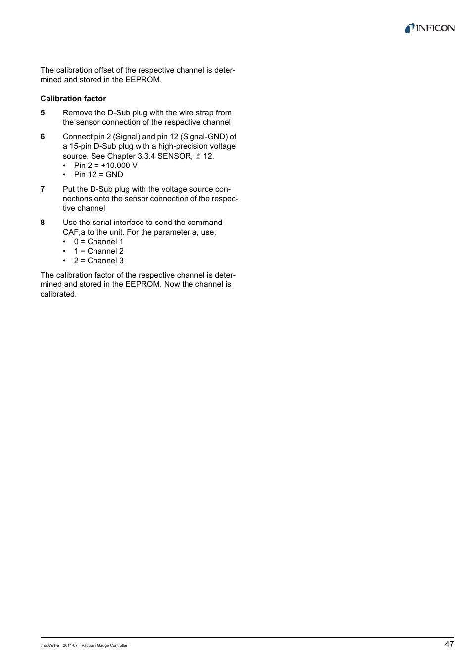 INFICON VGC403 Three-Channel Measurement and Control Unit User Manual | Page 47 / 56