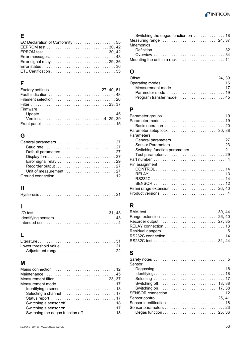 INFICON VGC403 Three-Channel Measurement and Control Unit User Manual | Page 53 / 56