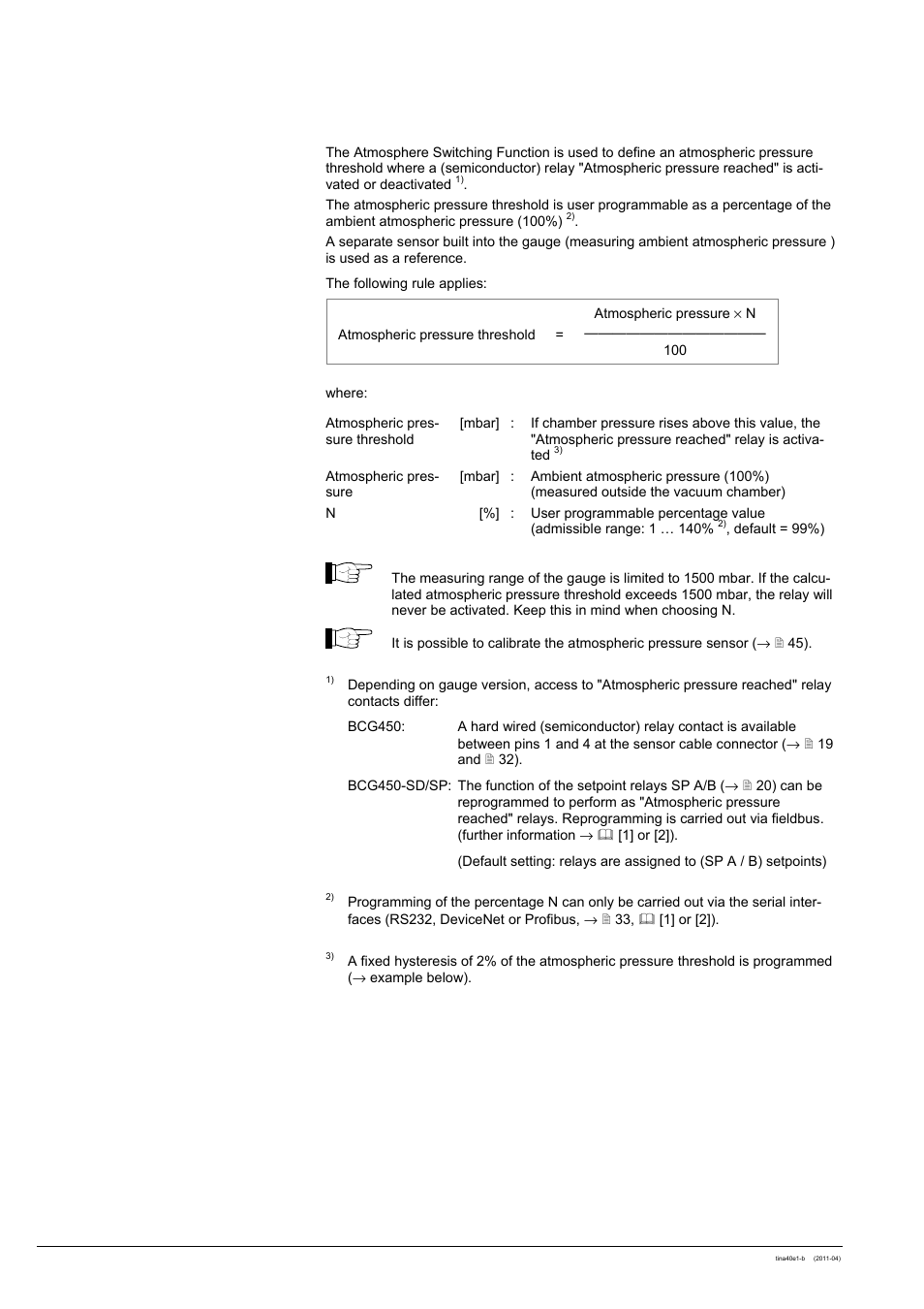 6 atmosphere switching function, 1 functional principle | INFICON BCG450 ATM to Ultra-High Vacuum Triple Gauge User Manual | Page 30 / 60