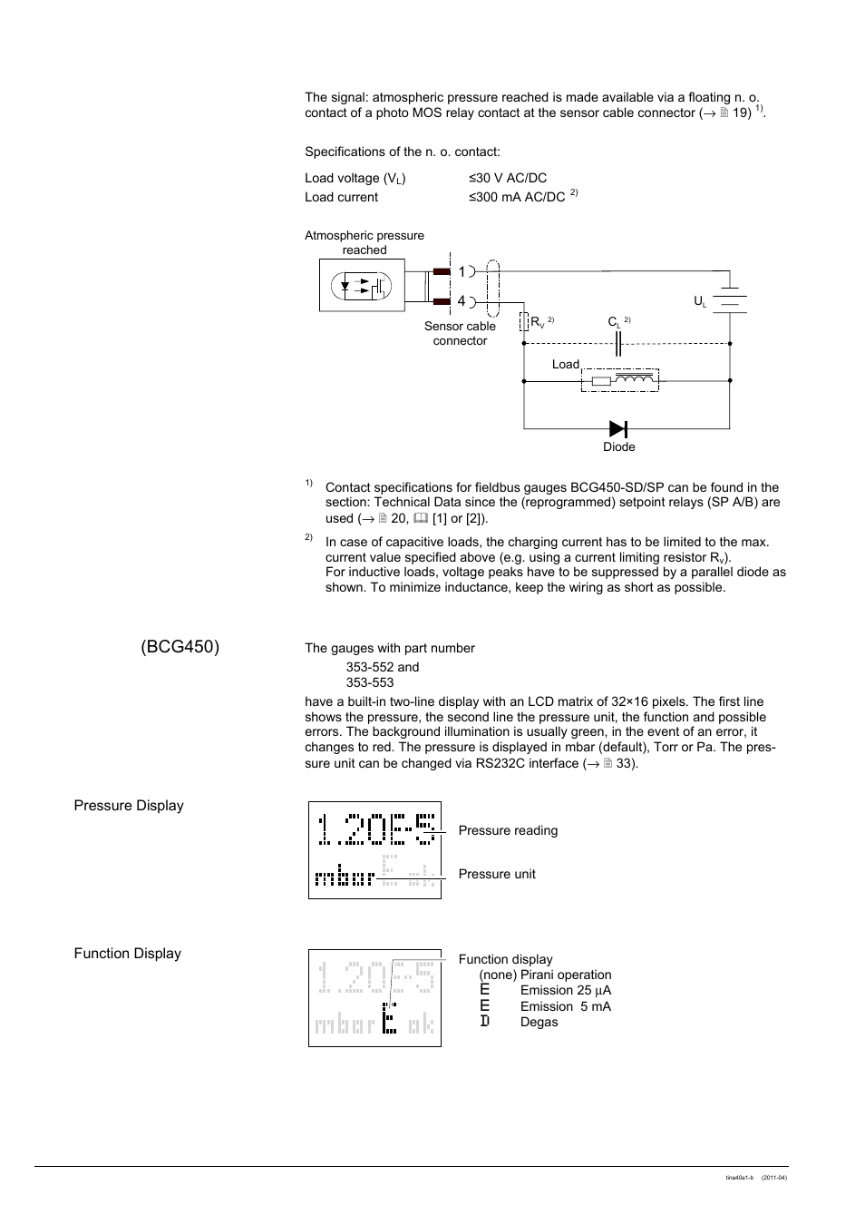 7 display (bcg450) | INFICON BCG450 ATM to Ultra-High Vacuum Triple Gauge User Manual | Page 32 / 60