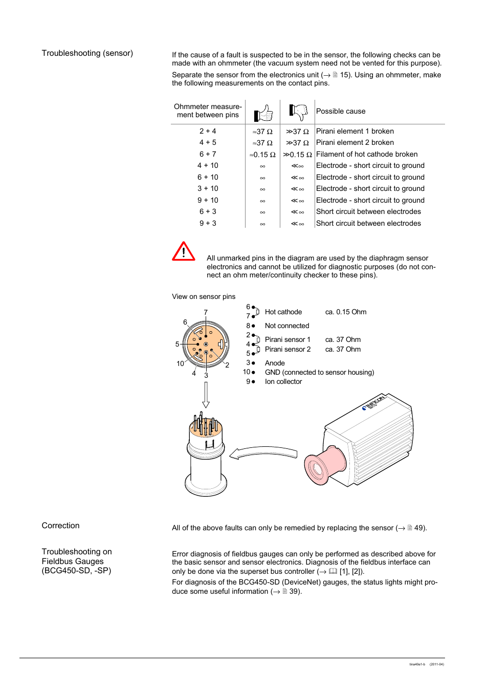 INFICON BCG450 ATM to Ultra-High Vacuum Triple Gauge User Manual | Page 48 / 60