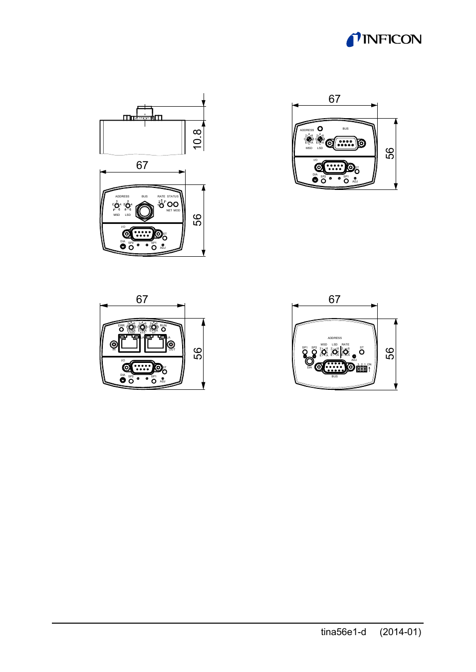 Devicenet profibus, Ethercat rs485 | INFICON PCG55x ATM to Medium Vacuum Gauge User Manual | Page 18 / 72