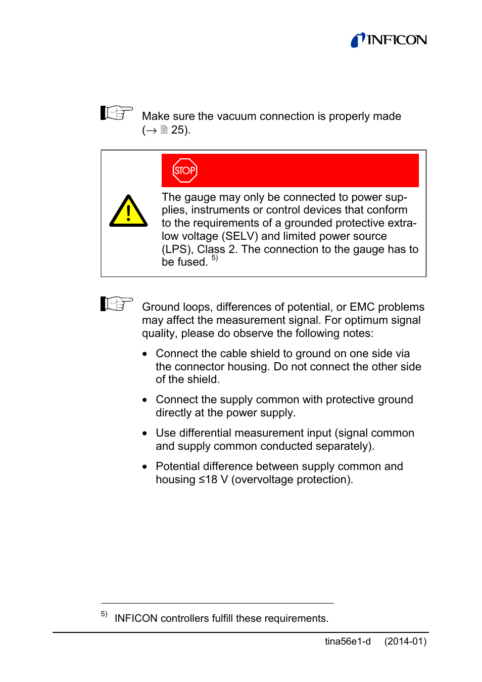 2 power connection | INFICON PCG55x ATM to Medium Vacuum Gauge User Manual | Page 28 / 72