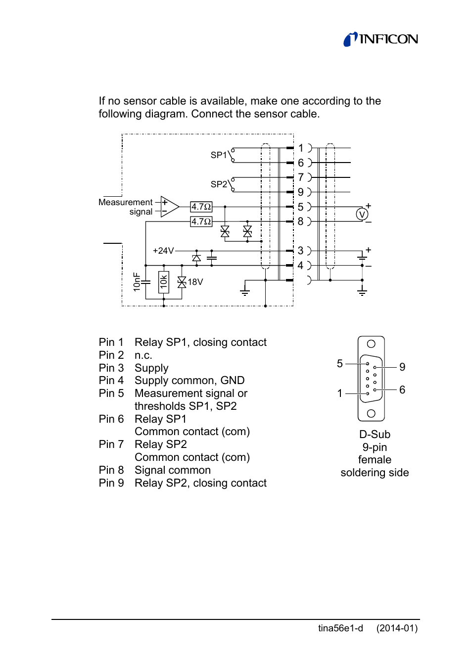 2 d-sub, 9-pin connector | INFICON PCG55x ATM to Medium Vacuum Gauge User Manual | Page 30 / 72