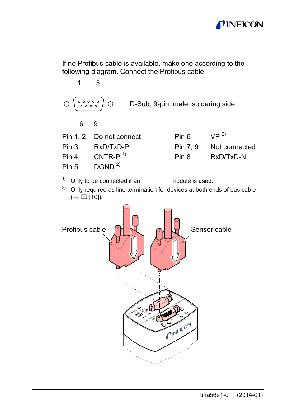 6 profibus connector | INFICON PCG55x ATM to Medium Vacuum Gauge User Manual | Page 34 / 72