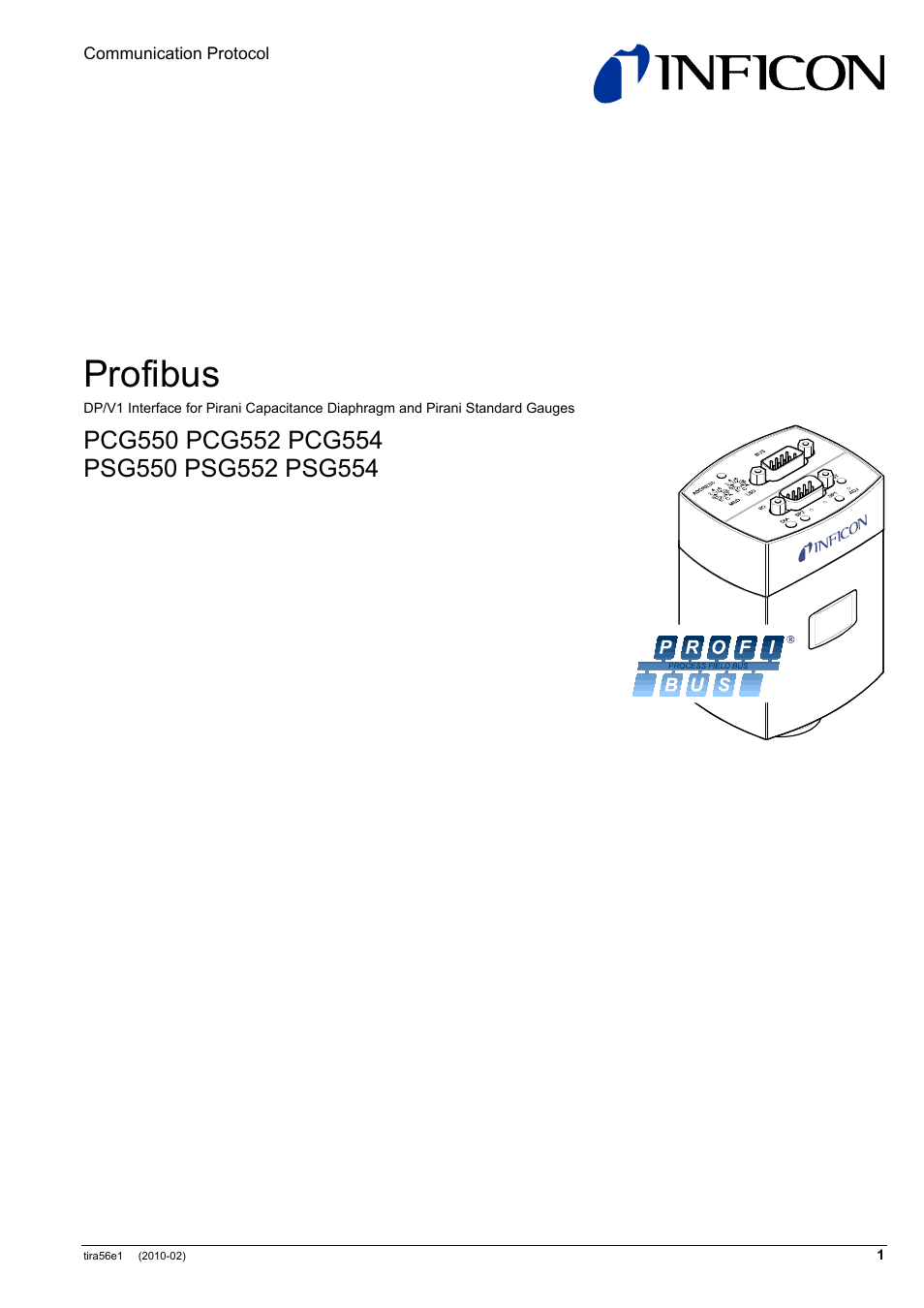 INFICON PSG55x ATM to Medium Vacuum Gauge (Profibus) User Manual | 60 pages