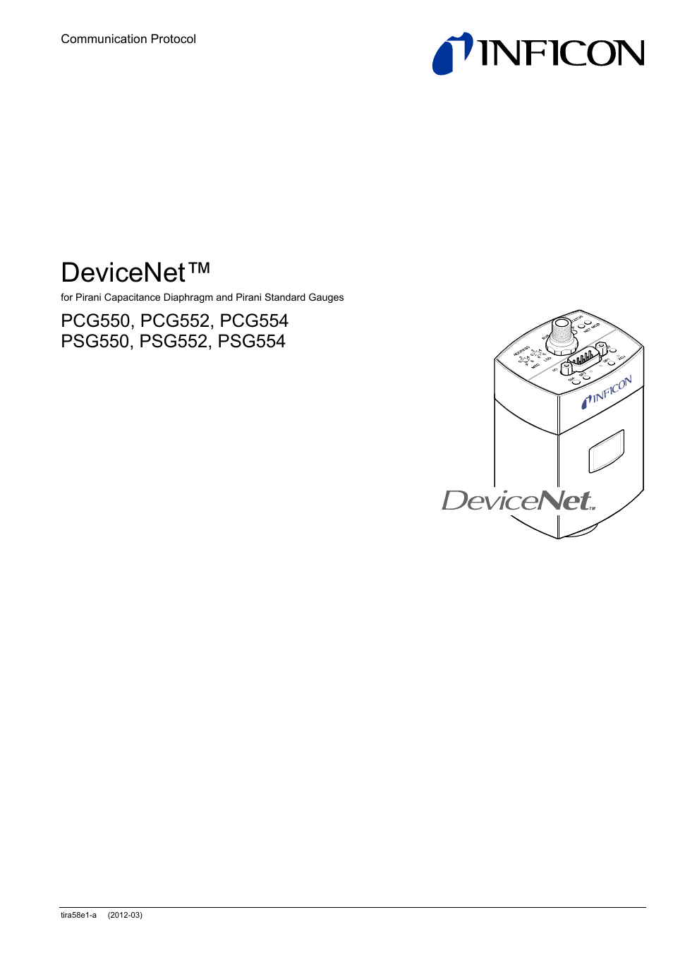 INFICON PSG55x ATM to Medium Vacuum Gauge (DeviceNet) User Manual | 44 pages