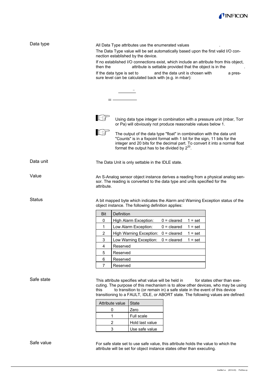 2 semantics | INFICON PSG55x ATM to Medium Vacuum Gauge (DeviceNet) User Manual | Page 24 / 44