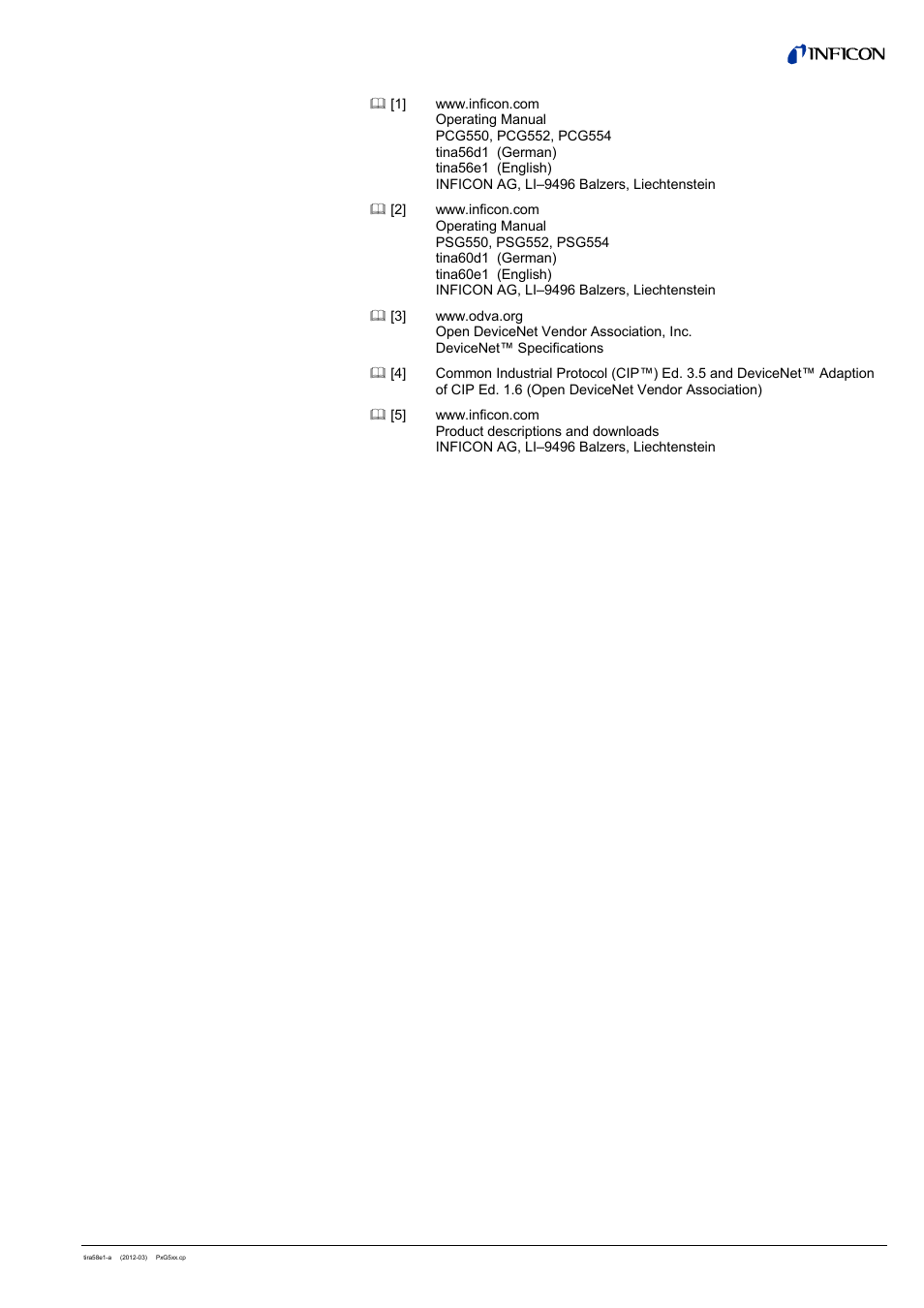 C: further information | INFICON PSG55x ATM to Medium Vacuum Gauge (DeviceNet) User Manual | Page 43 / 44