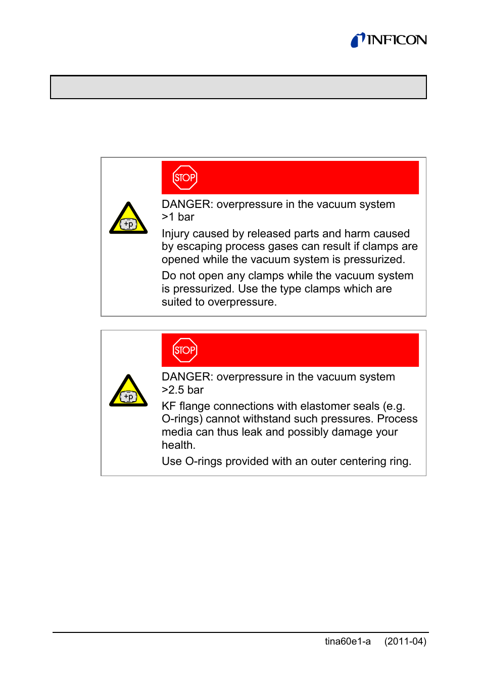 3 installation, 1 vacuum connection | INFICON PSG55x ATM to Medium Vacuum Gauge User Manual | Page 24 / 64