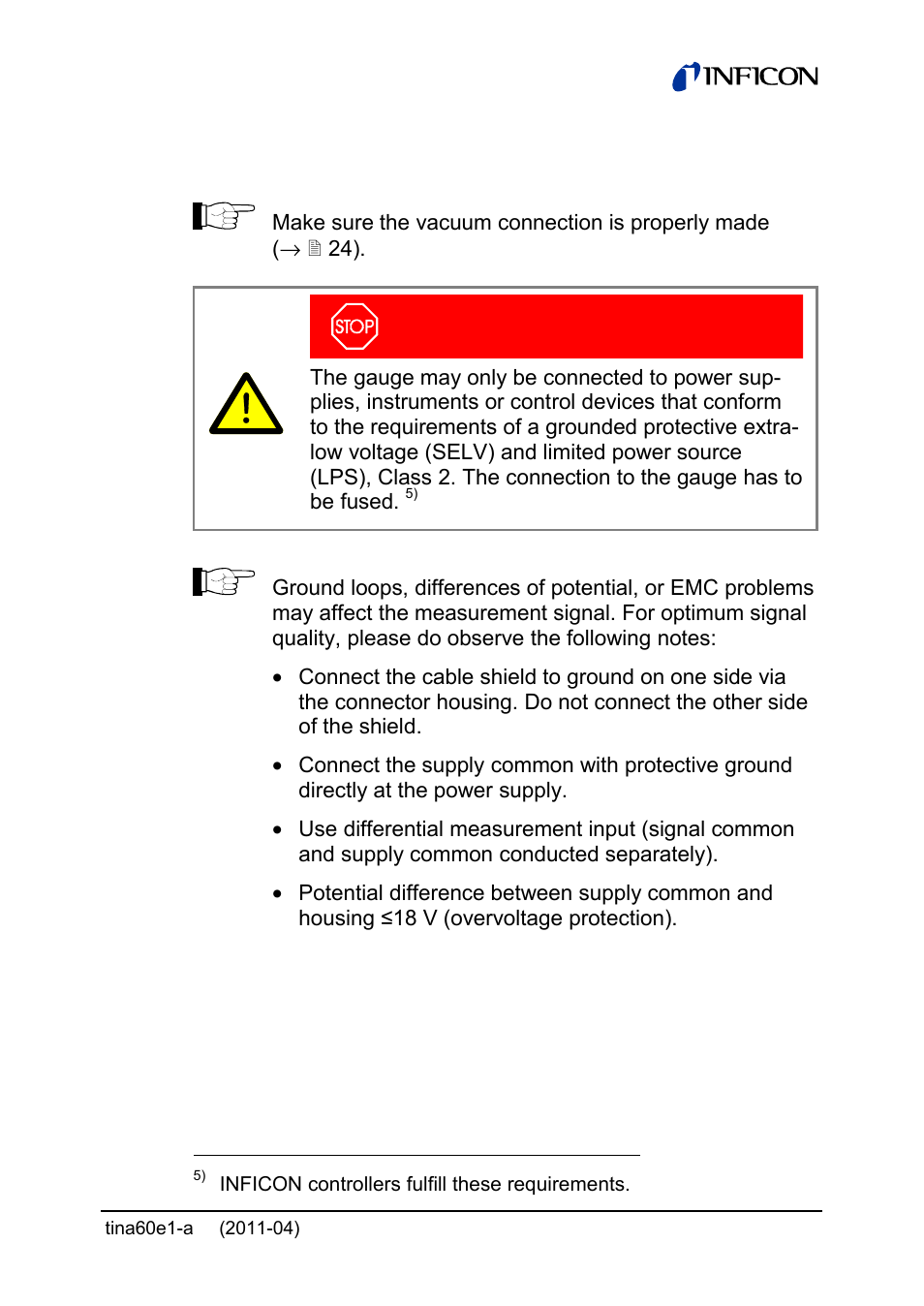 2 power connection | INFICON PSG55x ATM to Medium Vacuum Gauge User Manual | Page 27 / 64