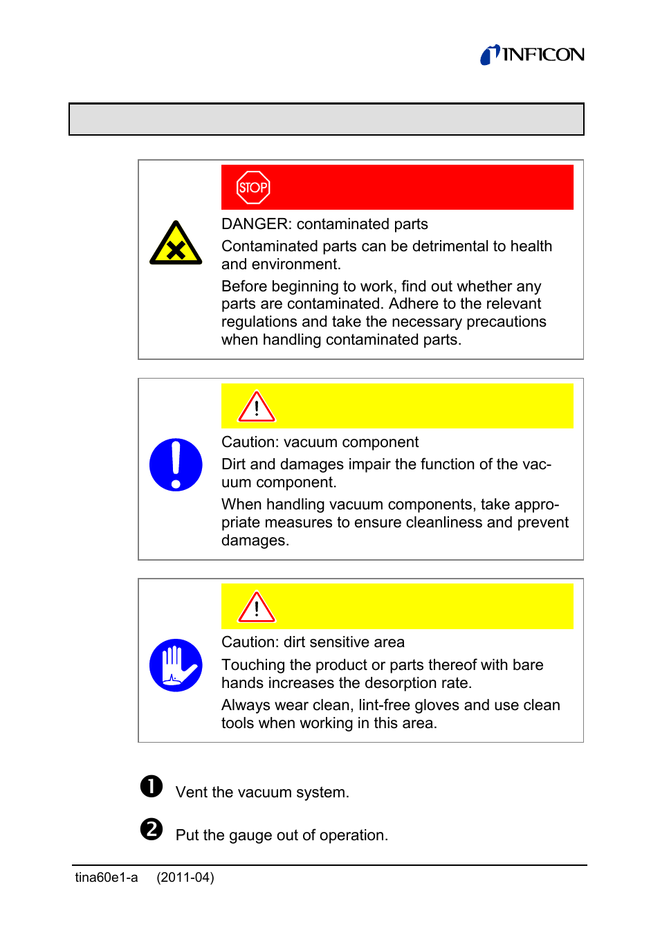 5 deinstallation | INFICON PSG55x ATM to Medium Vacuum Gauge User Manual | Page 49 / 64