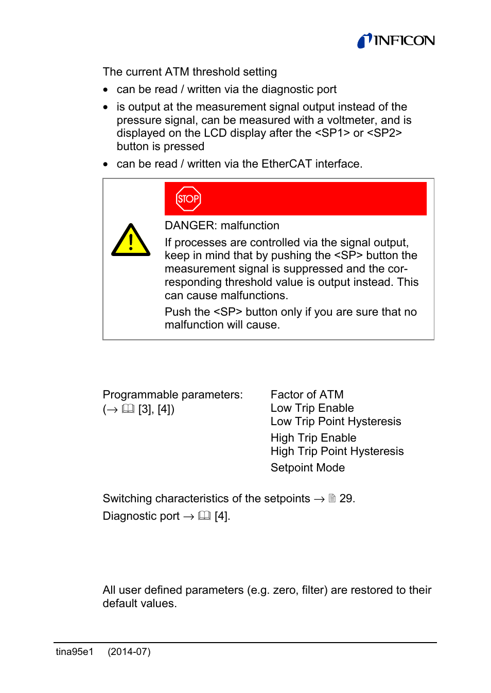 6 activating the factory setting (factory reset) | INFICON Stripe CDG100Dhs 0.1 ... 1000Torr / mbar User Manual | Page 35 / 48