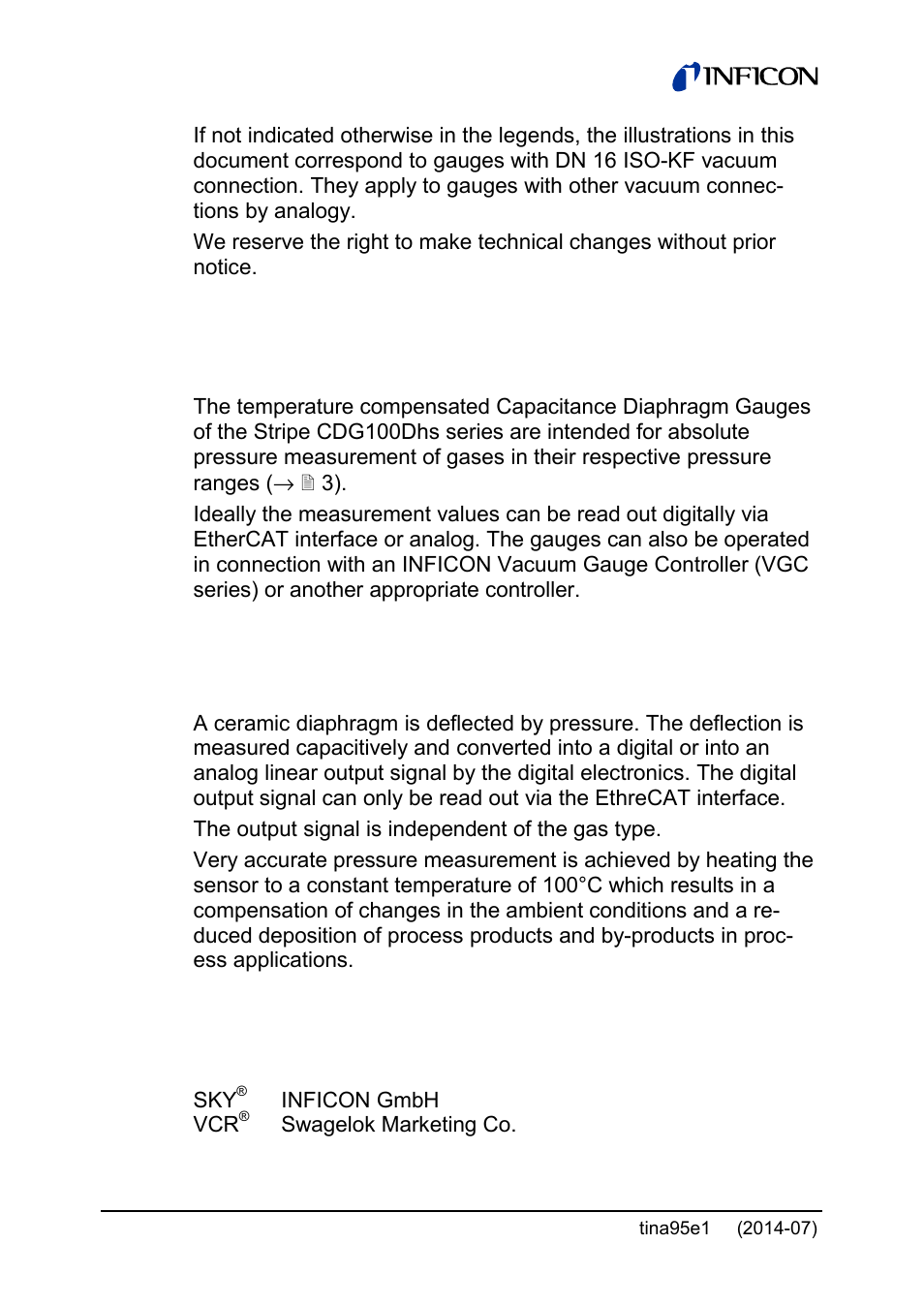 Intended use, Functional principle, Trademarks | INFICON Stripe CDG100Dhs 0.1 ... 1000Torr / mbar User Manual | Page 4 / 48