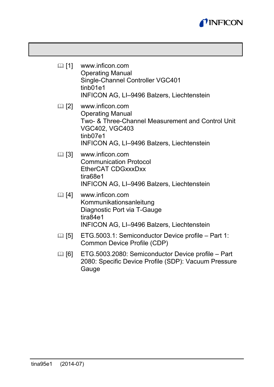 Further information | INFICON Stripe CDG100Dhs 0.1 ... 1000Torr / mbar User Manual | Page 43 / 48