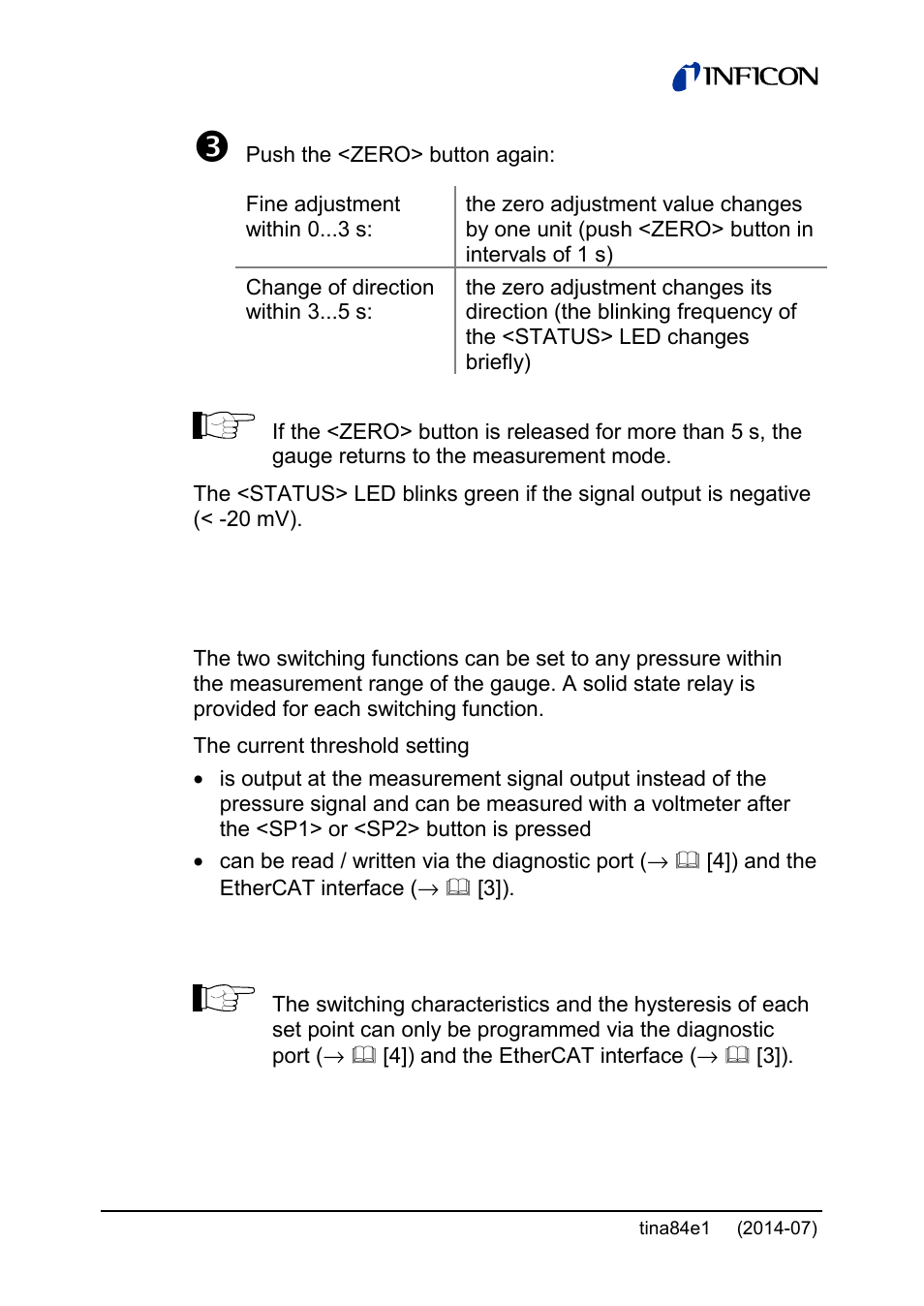 3 switching functions sp1, sp2 | INFICON Stripe CDG045Dhs 0.01 ... 1000Torr / mbar, new 10mTorr User Manual | Page 28 / 44