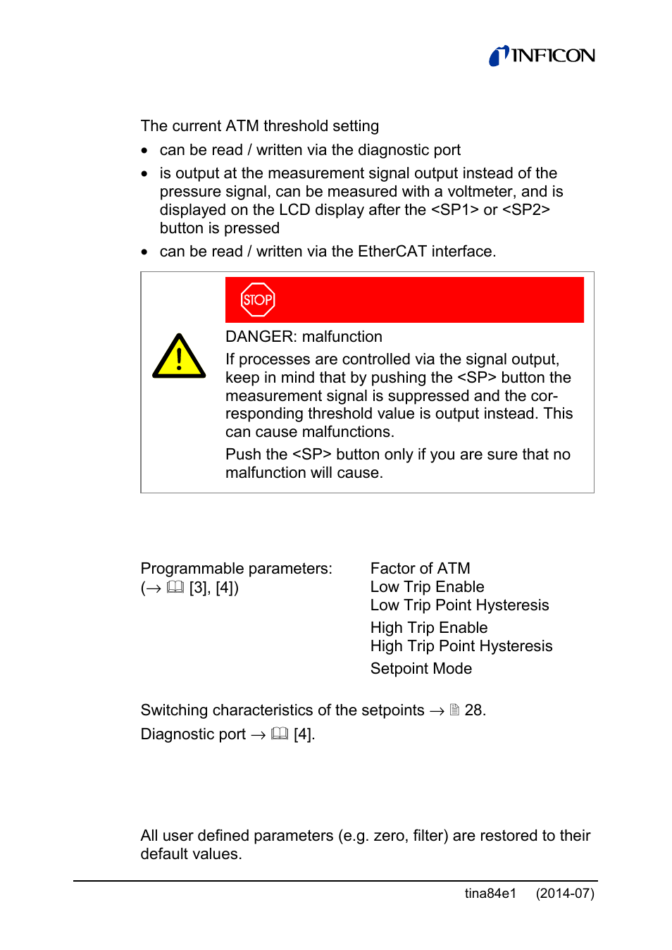 6 activating the factory setting (factory reset) | INFICON Stripe CDG045Dhs 0.01 ... 1000Torr / mbar, new 10mTorr User Manual | Page 34 / 44