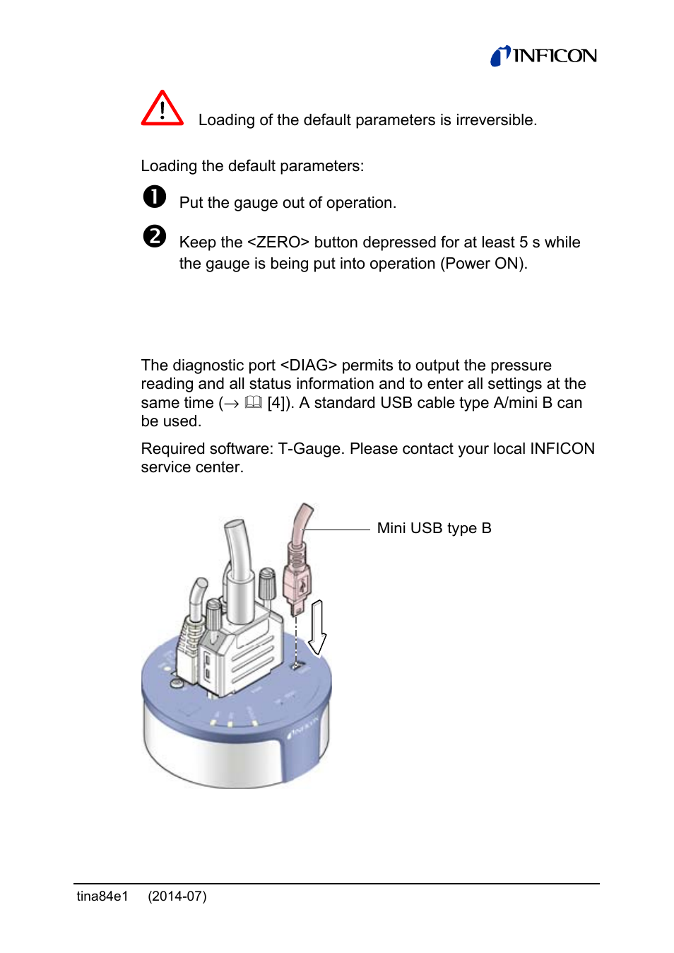7 diagnostic port (usb interface) | INFICON Stripe CDG045Dhs 0.01 ... 1000Torr / mbar, new 10mTorr User Manual | Page 35 / 44