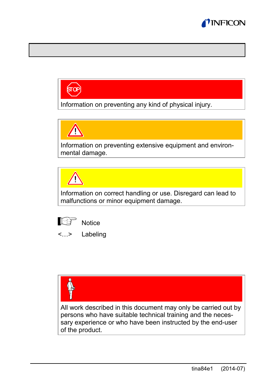 1 safety, 1 symbols used, 2 personnel qualifications | INFICON Stripe CDG045Dhs 0.01 ... 1000Torr / mbar, new 10mTorr User Manual | Page 8 / 44