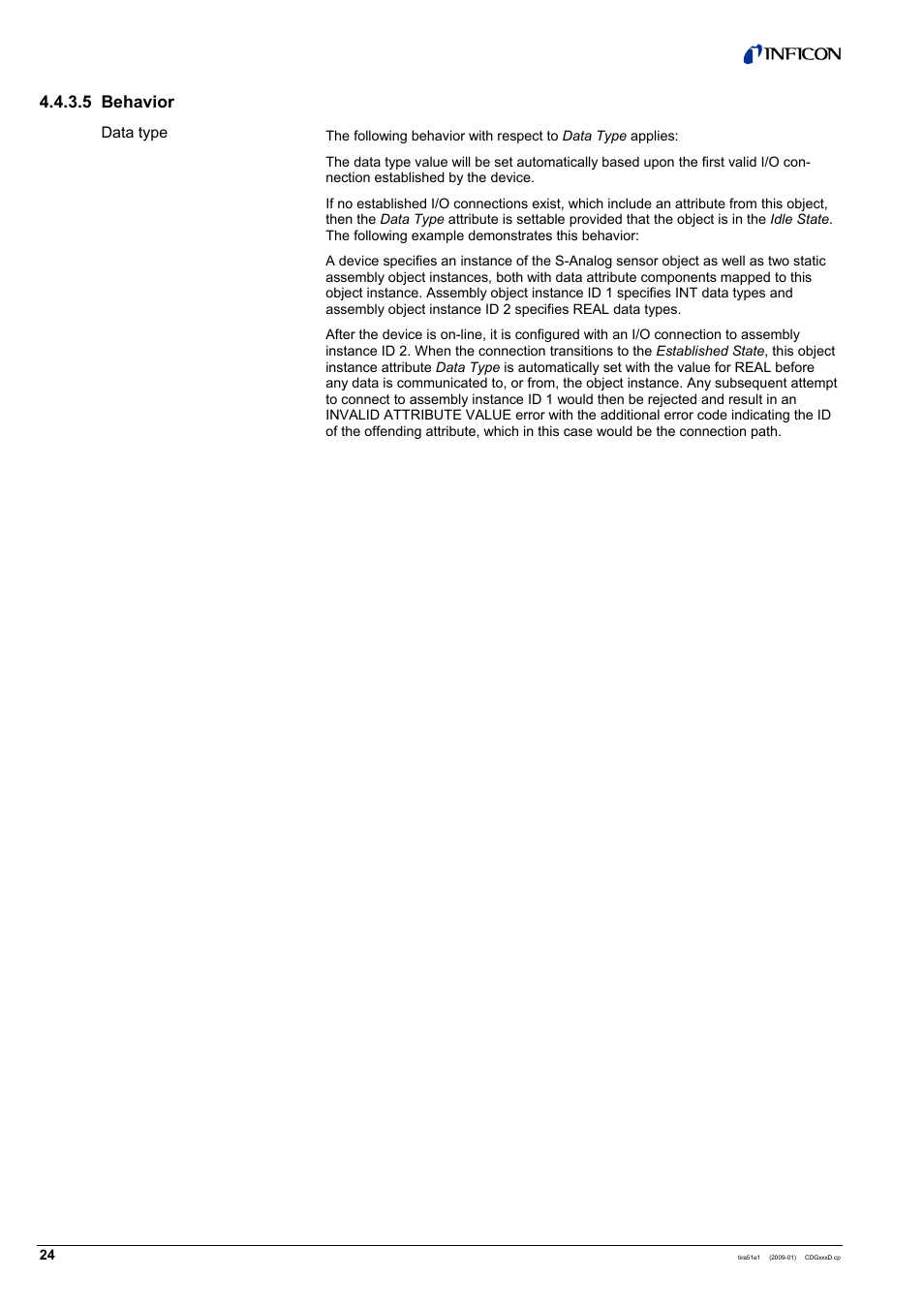 5 behavior | INFICON SKY CDGxxxD (DeviceNet) User Manual | Page 24 / 36