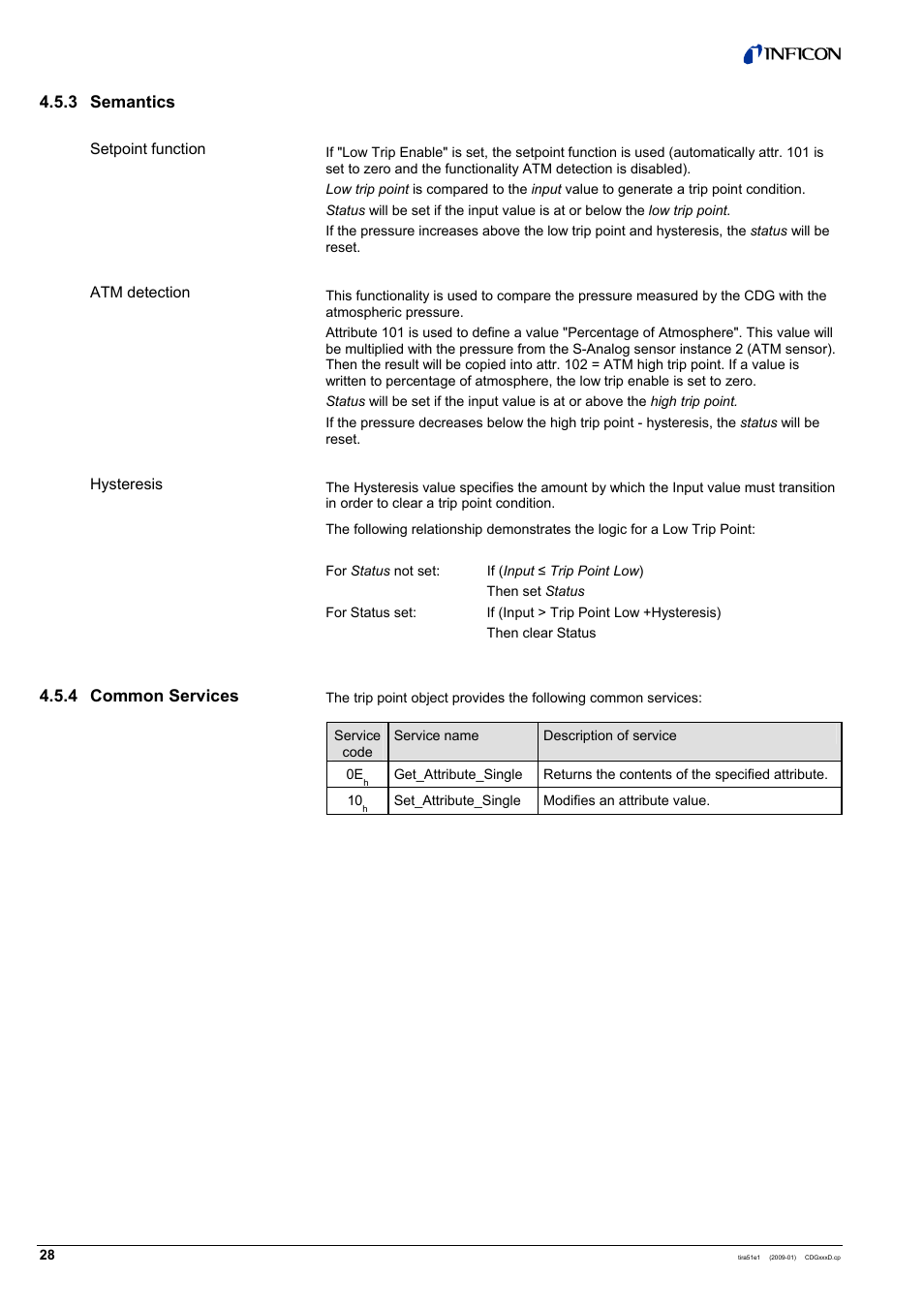 3 semantics, 4 common services | INFICON SKY CDGxxxD (DeviceNet) User Manual | Page 28 / 36
