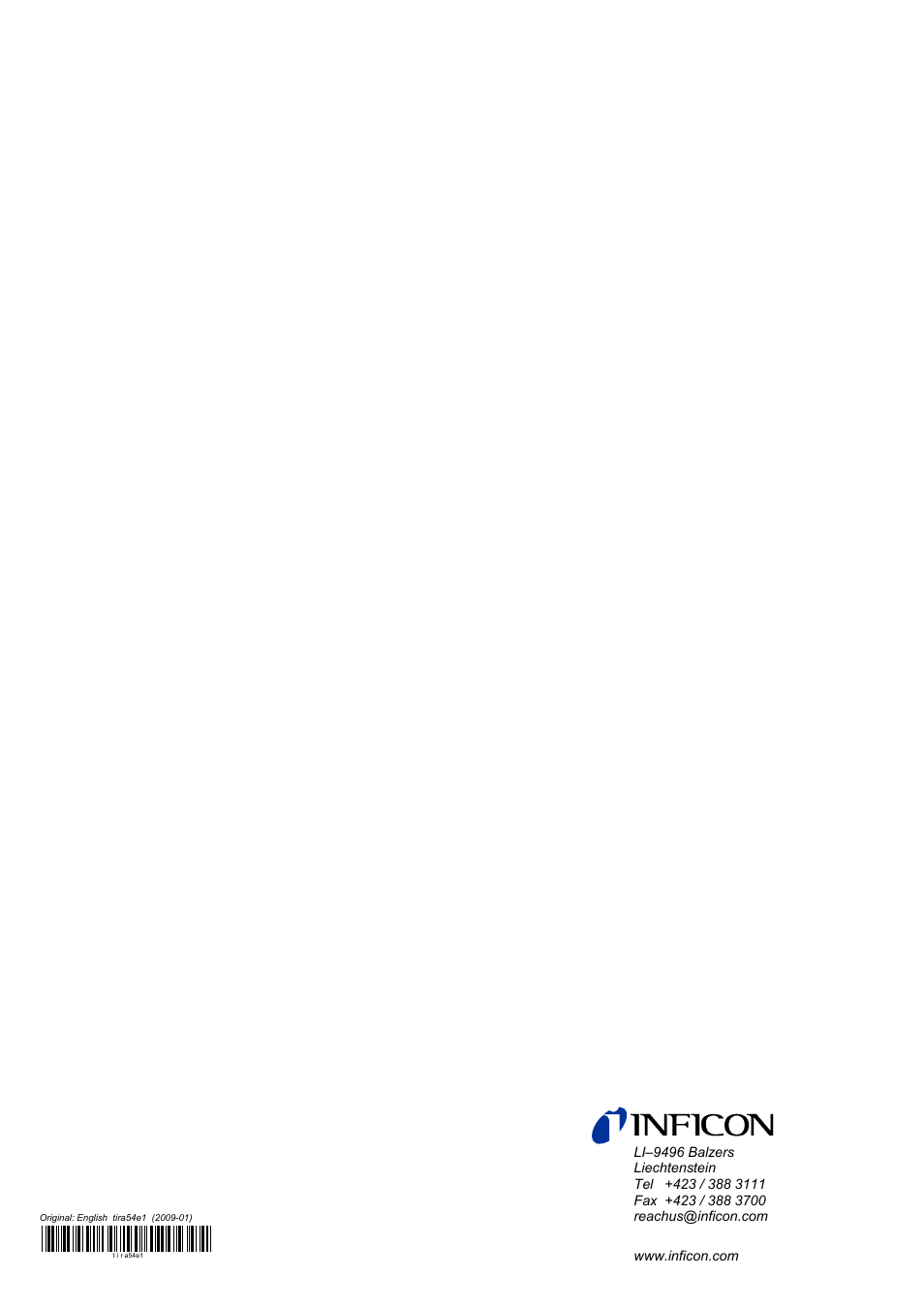 INFICON SKY CDGxxxD (DeviceNet) User Manual | Page 36 / 36