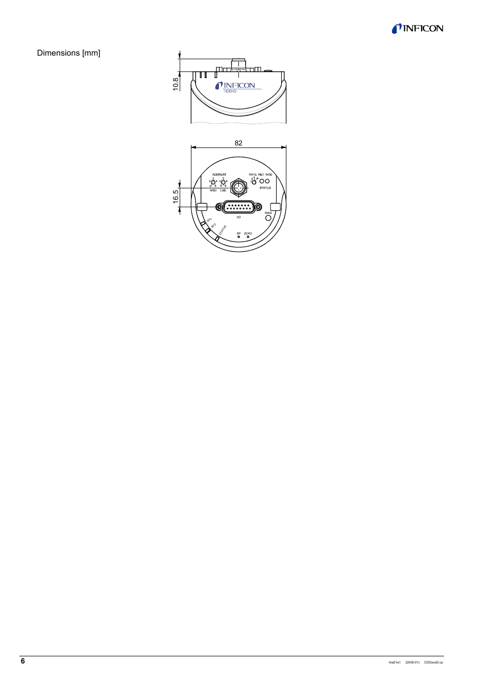 Dimensions [mm | INFICON SKY CDGxxxD (DeviceNet) User Manual | Page 6 / 36