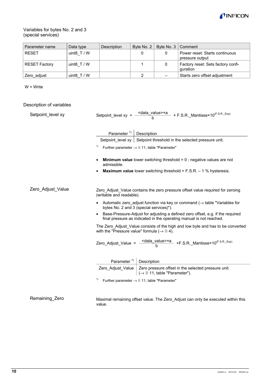 INFICON SKY CDGxxxD (RS232C) User Manual | Page 10 / 12