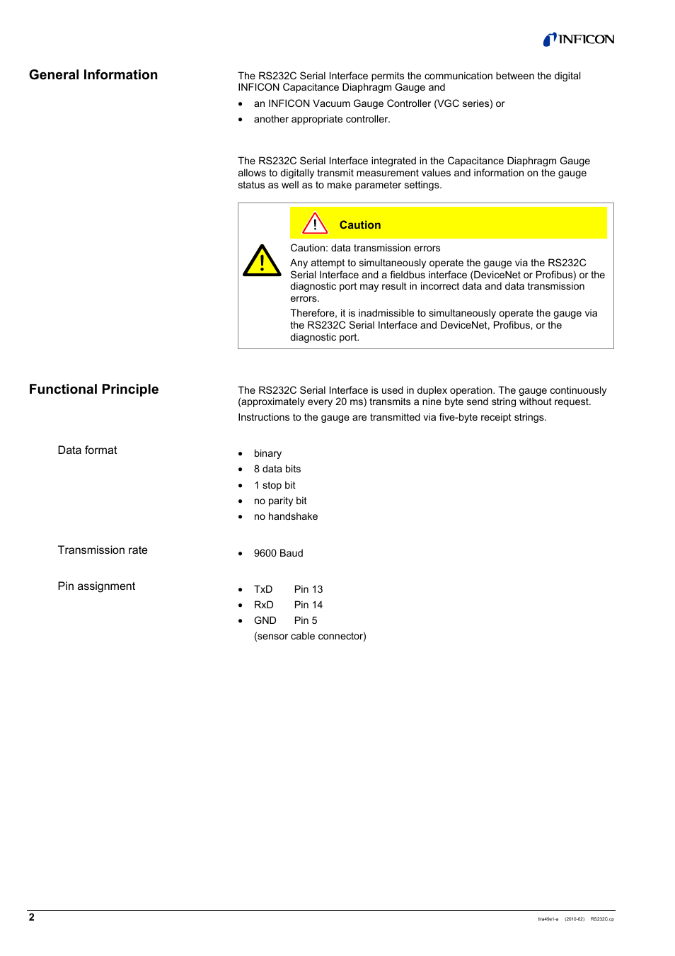 General information functional principle | INFICON SKY CDGxxxD (RS232C) User Manual | Page 2 / 12