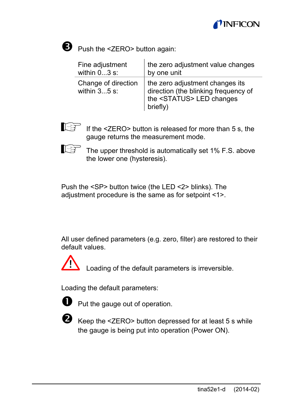 4 activating the factory setting (factory reset) | INFICON SKY CDG100D 0.1 ... 1000 Torr / mbar User Manual | Page 32 / 44