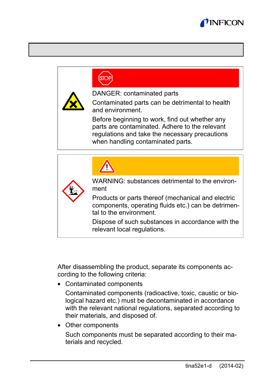 8 disposal | INFICON SKY CDG100D 0.1 ... 1000 Torr / mbar User Manual | Page 38 / 44
